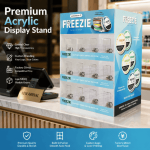 Freezie Nicotine Pouch Acrylic Display with Pusher System