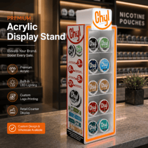 Chyl Nicotine Pouch Acrylic Display Stand with LED