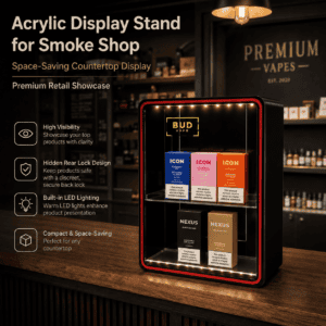 BUDVAPE LED Vape Acrylic Display Cabinet with Lock