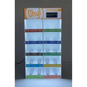 Chyl Nicotine Pouches Acrylic Display Stand with Pursher System and LED