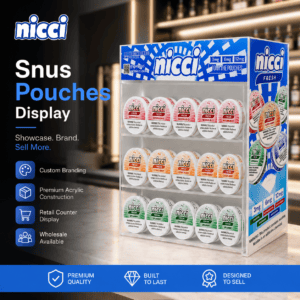 Nicci 3 Tiers Nicotine Pouch Acrylic Display with Pusher System
