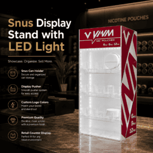 VNM Nicotine Pouches Acrylic Display Stand with LED