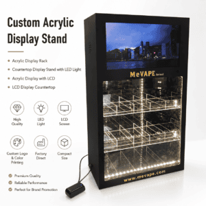 MeVAPE Acrylic Display Cabinet with Video LCD Screen