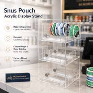 Clear Transparent Snus Pouches Display Stand Pusher Rack
