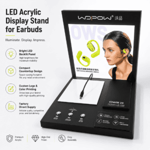 WOPOW Earbuds Acrylic Display Stand with LED Light